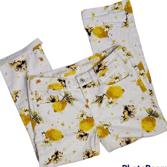 Pilcro and Letterpress for Anthropologie Highrise Lemon Novelty Cropped Jeans 28 - Picture 4 of 14